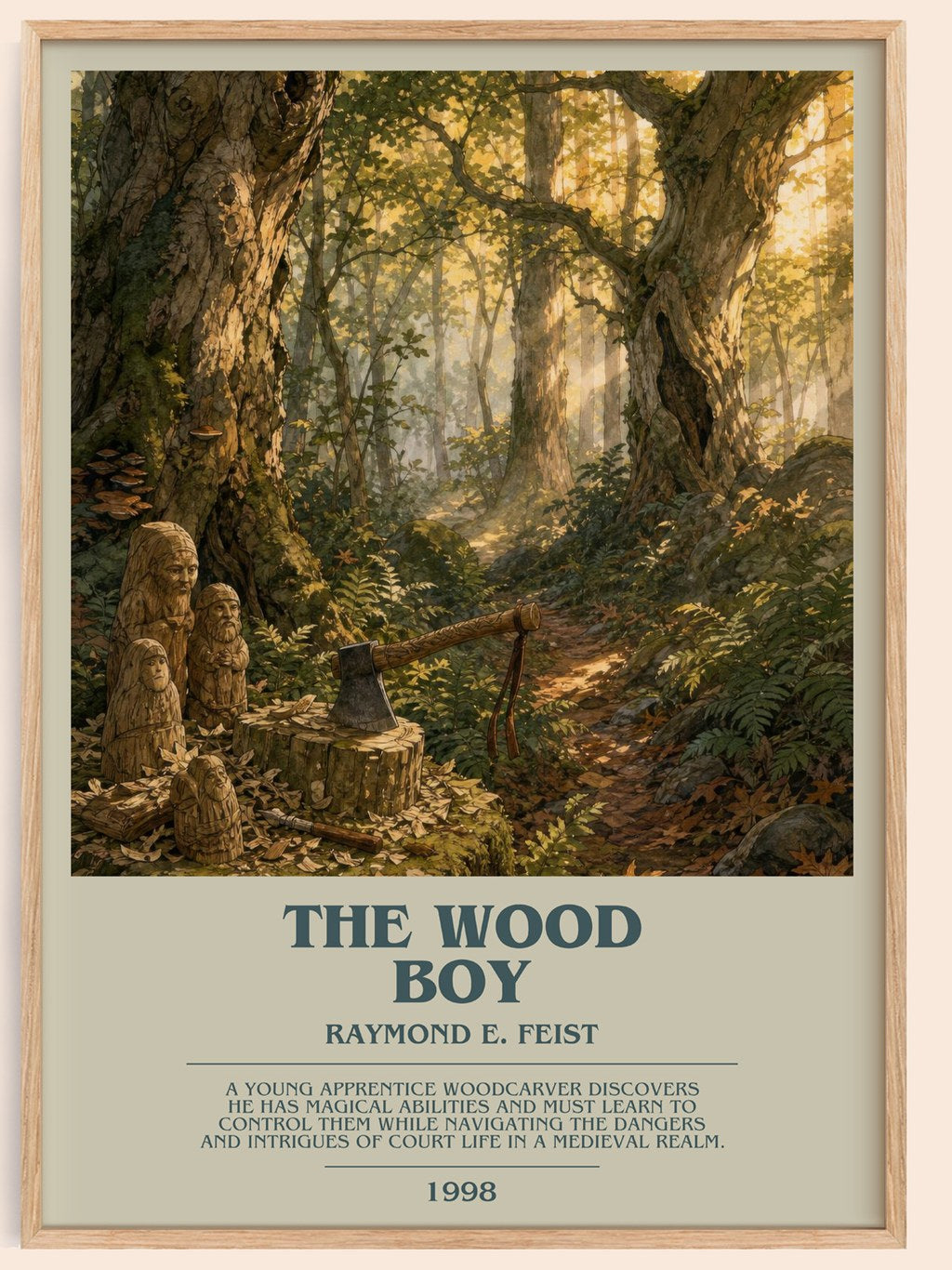 The Wood Boy bookish book poster by Raymond E. Feist – framed literary art print