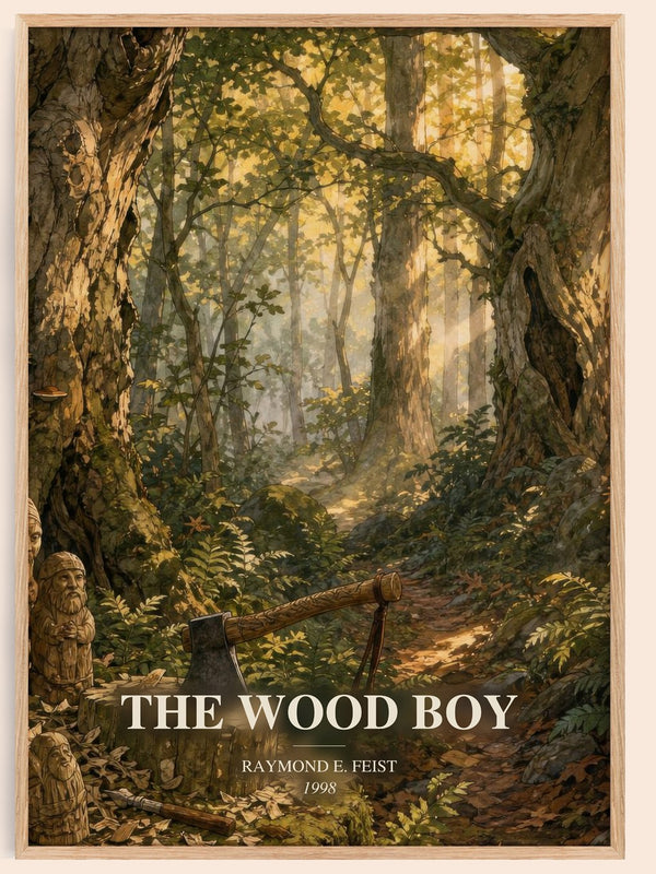 The Wood Boy watercolour book poster by Raymond E. Feist – framed literary art print