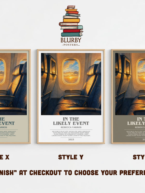 In The Likely Event bookish print in frame leaning in hallway – romance wall art