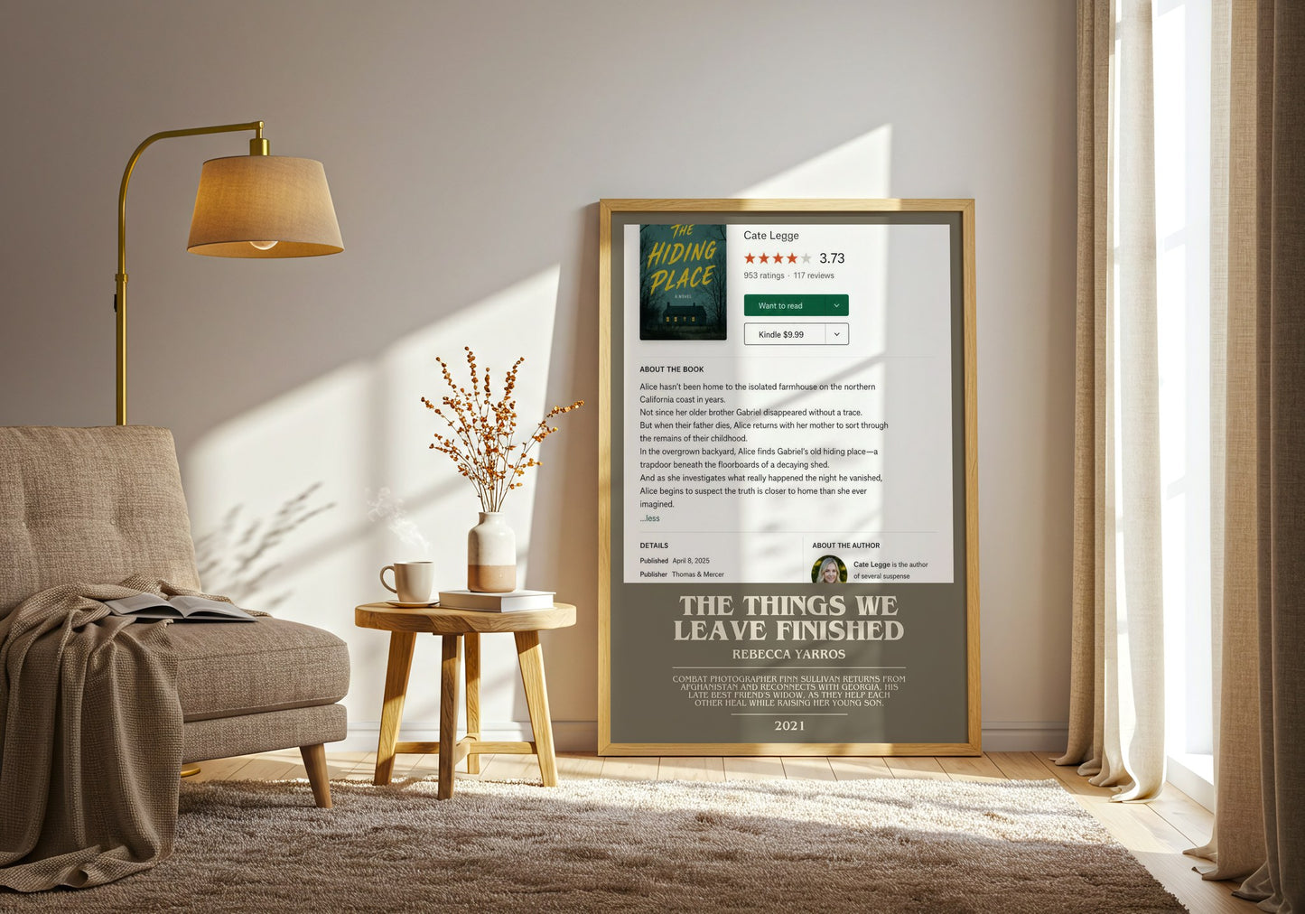 The Things We Leave Finished bookish print on bookshelf – Rebecca Yarros fan gift