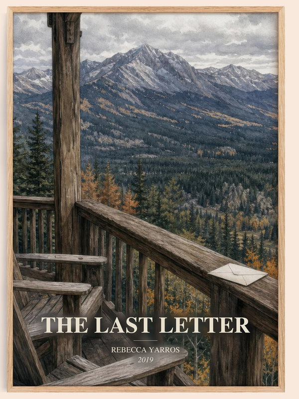The Last Letter watercolour book poster by Rebecca Yarros – framed literary art print