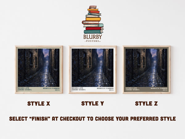 Shard Lane (Short Story) literary print in frame leaning in hallway – romance wall art