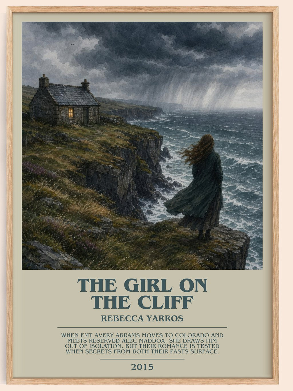 The Girl On The Cliff bookish book poster by Rebecca Yarros – framed literary art print