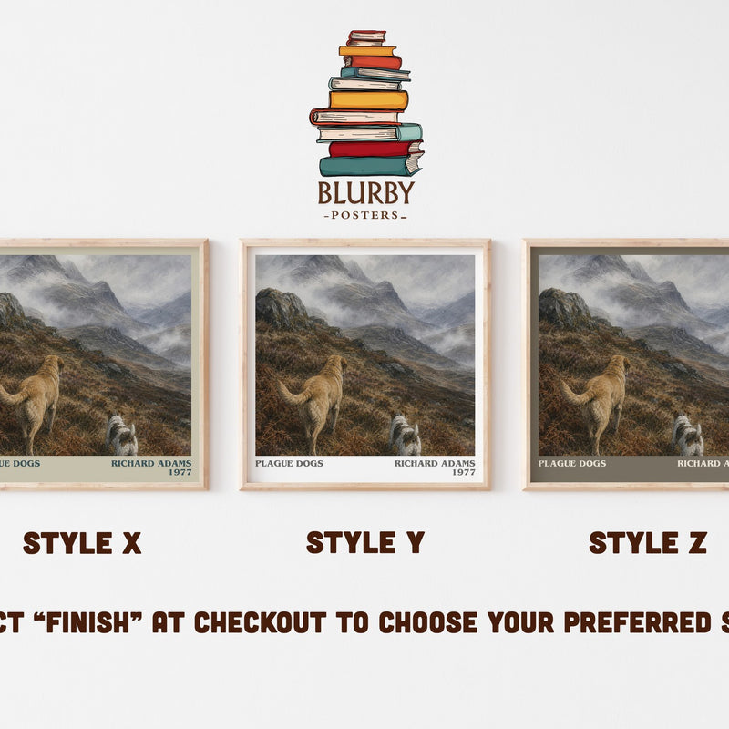 Plague Dogs literary print in frame leaning in hallway – adventure wall art