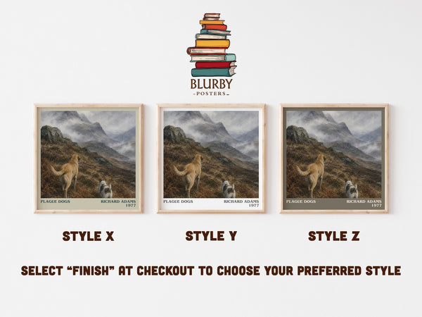Plague Dogs literary print in frame leaning in hallway – adventure wall art