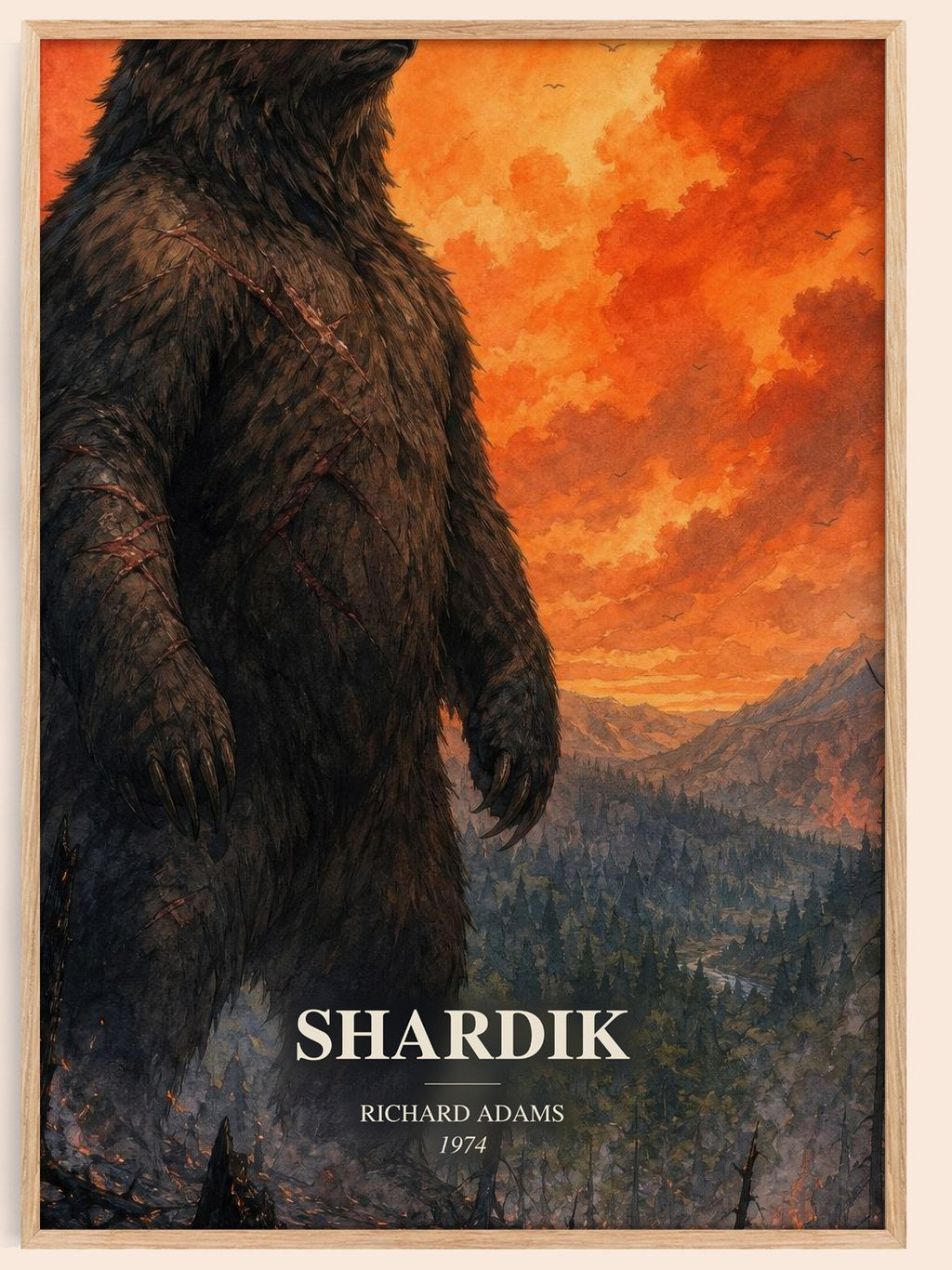 Shardik watercolour book poster by Richard Adams – framed literary art print