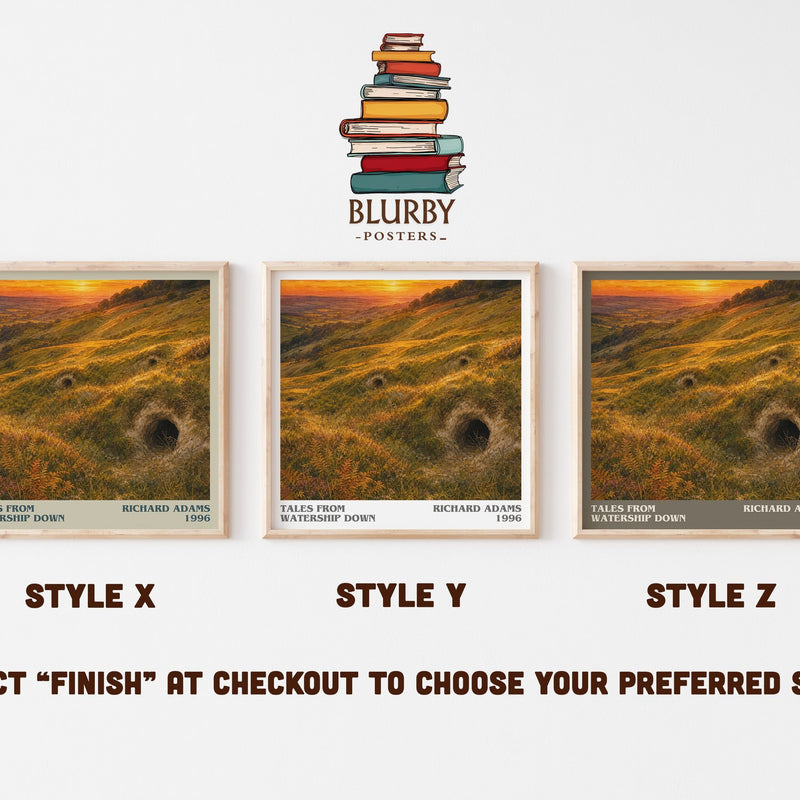 Tales From Watership Down literary print in frame leaning in hallway – fantasy wall art