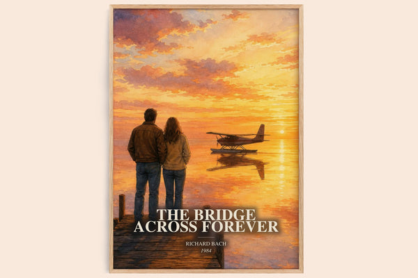 The Bridge Across Forever watercolour book poster by Richard Bach – framed literary art print