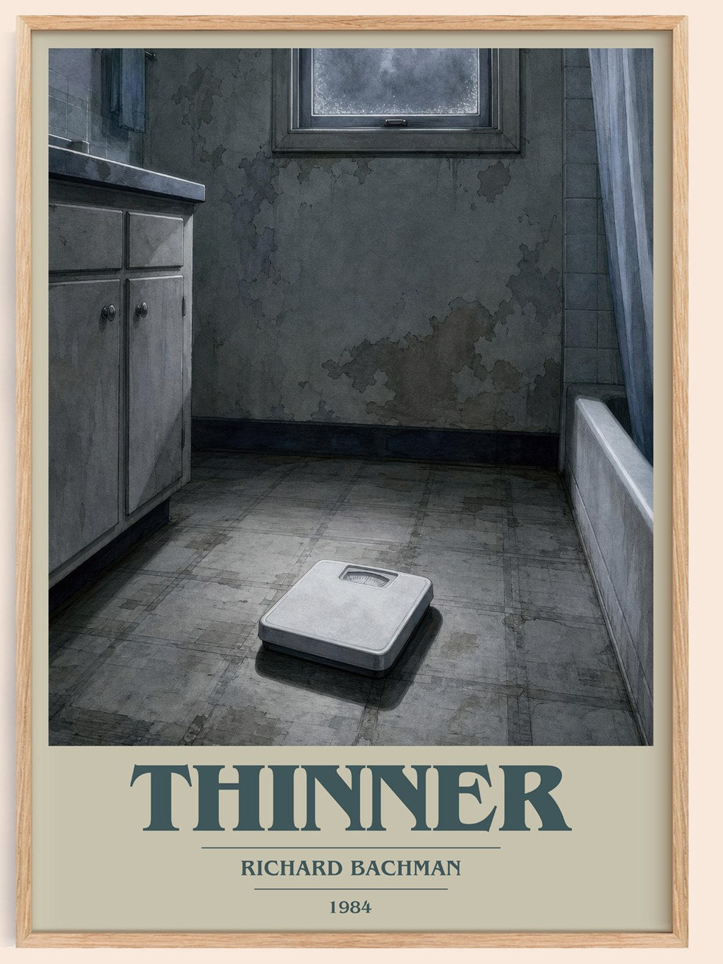 Thinner book cover book poster by Richard Bachman – framed literary art print
