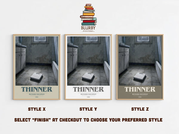 Thinner book cover print in frame leaning in hallway – horror wall art