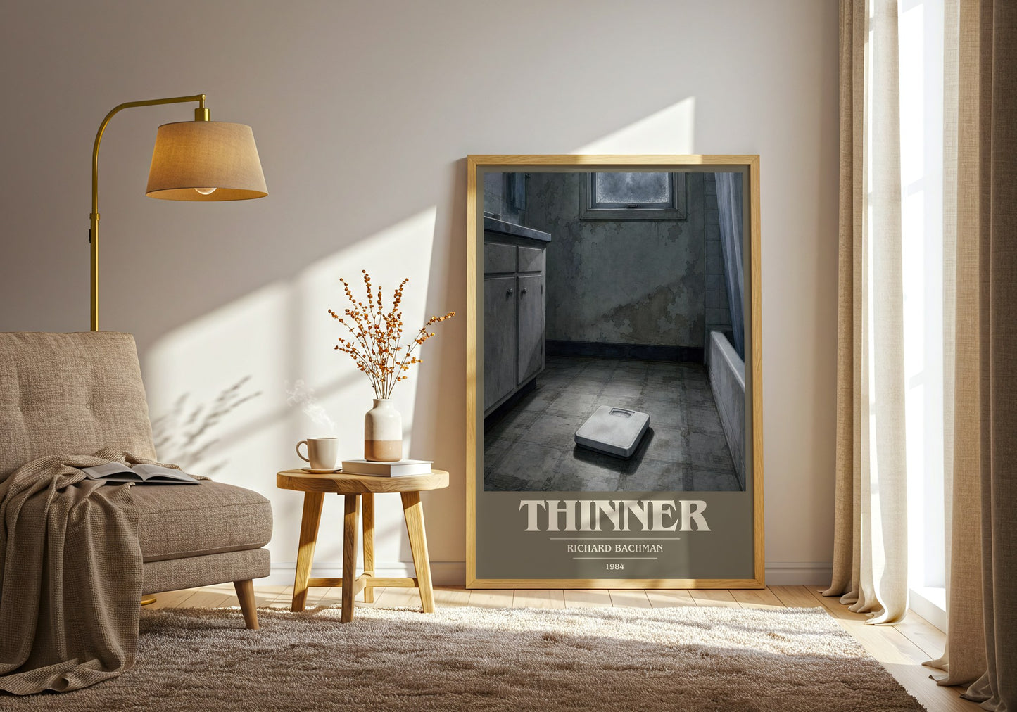 Thinner book cover print on bookshelf – Richard Bachman fan gift