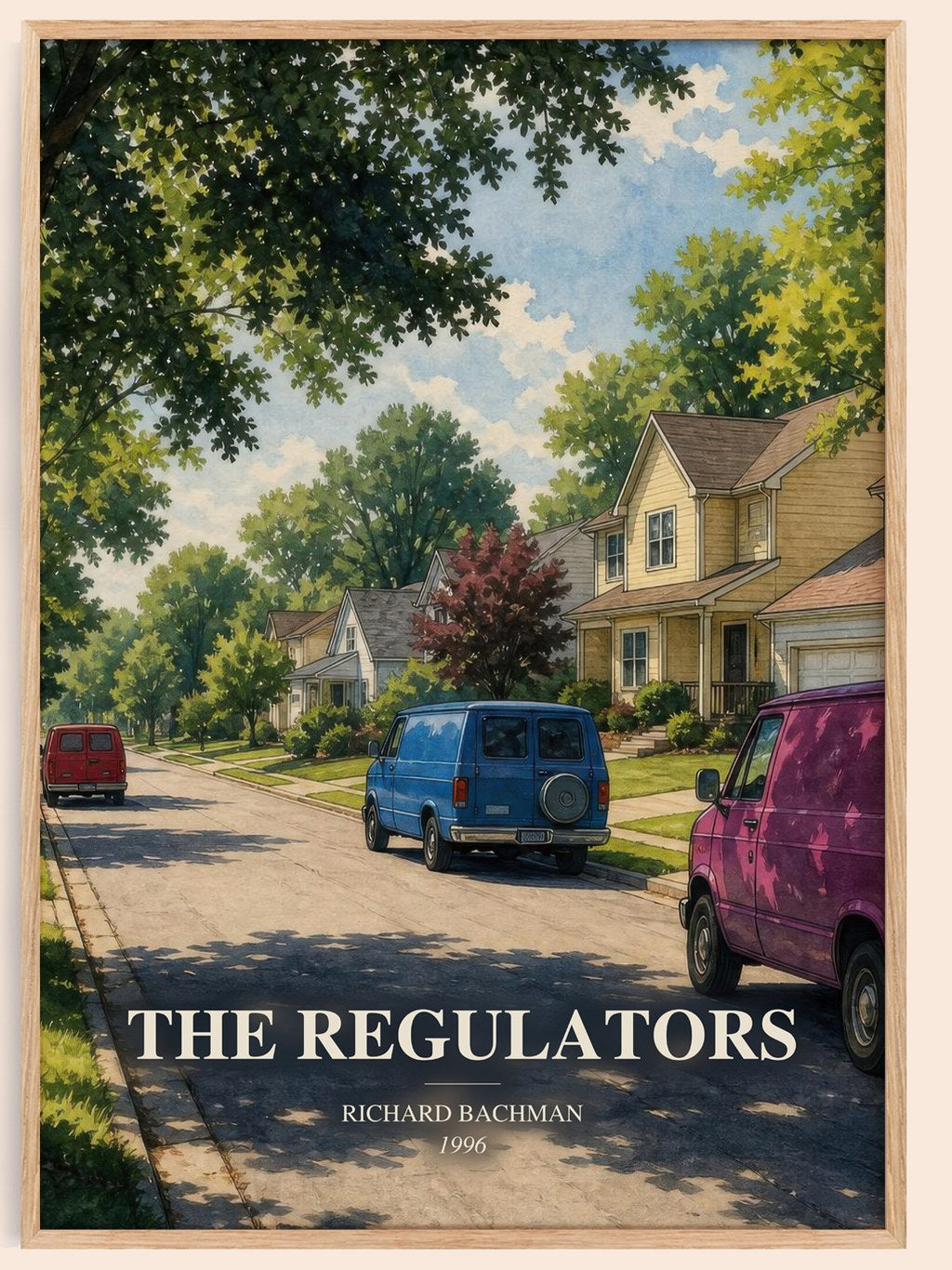 The Regulators watercolour book poster by Richard Bachman – framed literary art print