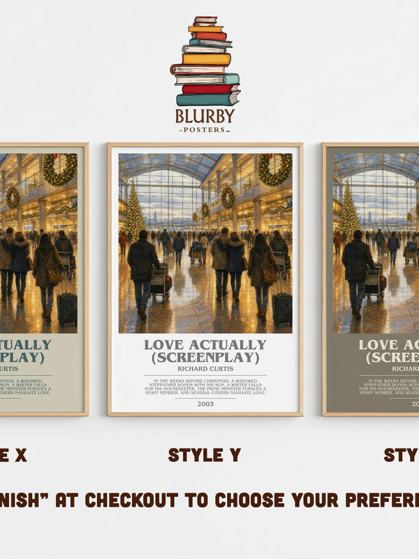 Love Actually (Screenplay) bookish print in frame leaning in hallway – contemporary fiction wall art