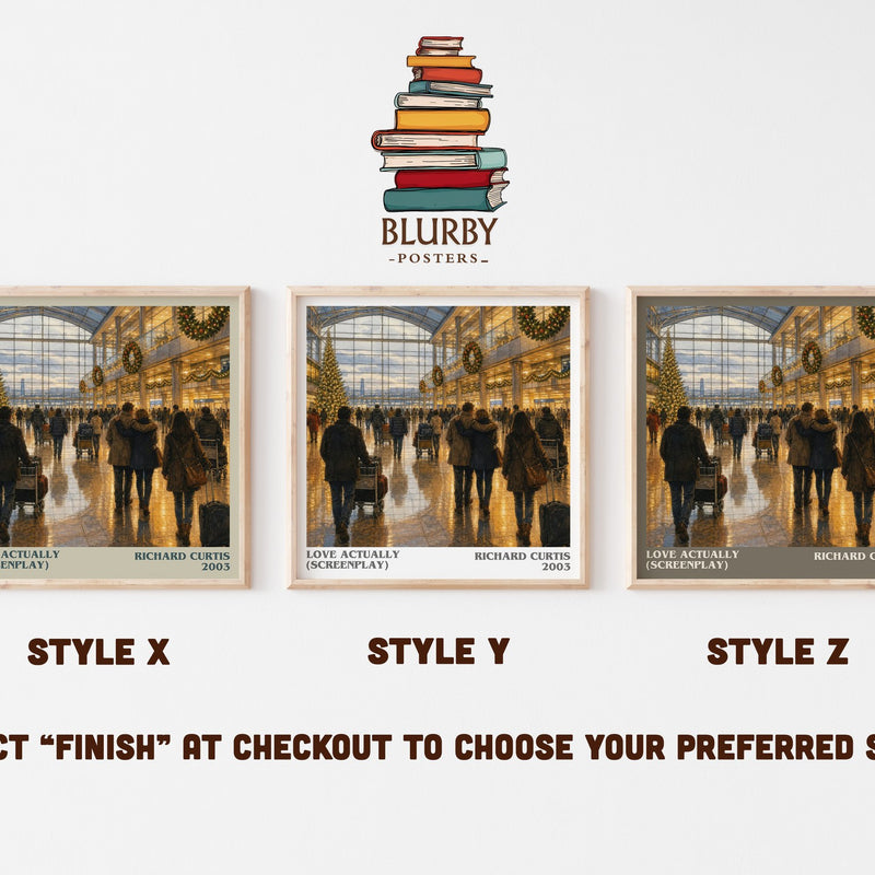 Love Actually (Screenplay) literary print in frame leaning in hallway – contemporary fiction wall art