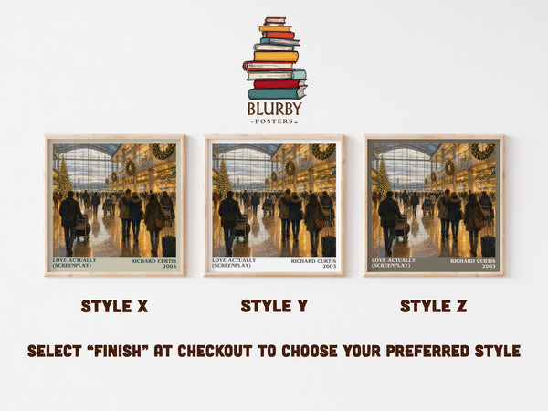 Love Actually (Screenplay) literary print in frame leaning in hallway – contemporary fiction wall art