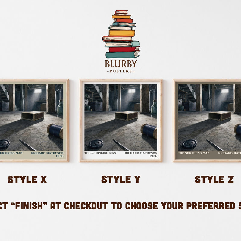 The Shrinking Man literary print in frame leaning in hallway – sci fi wall art