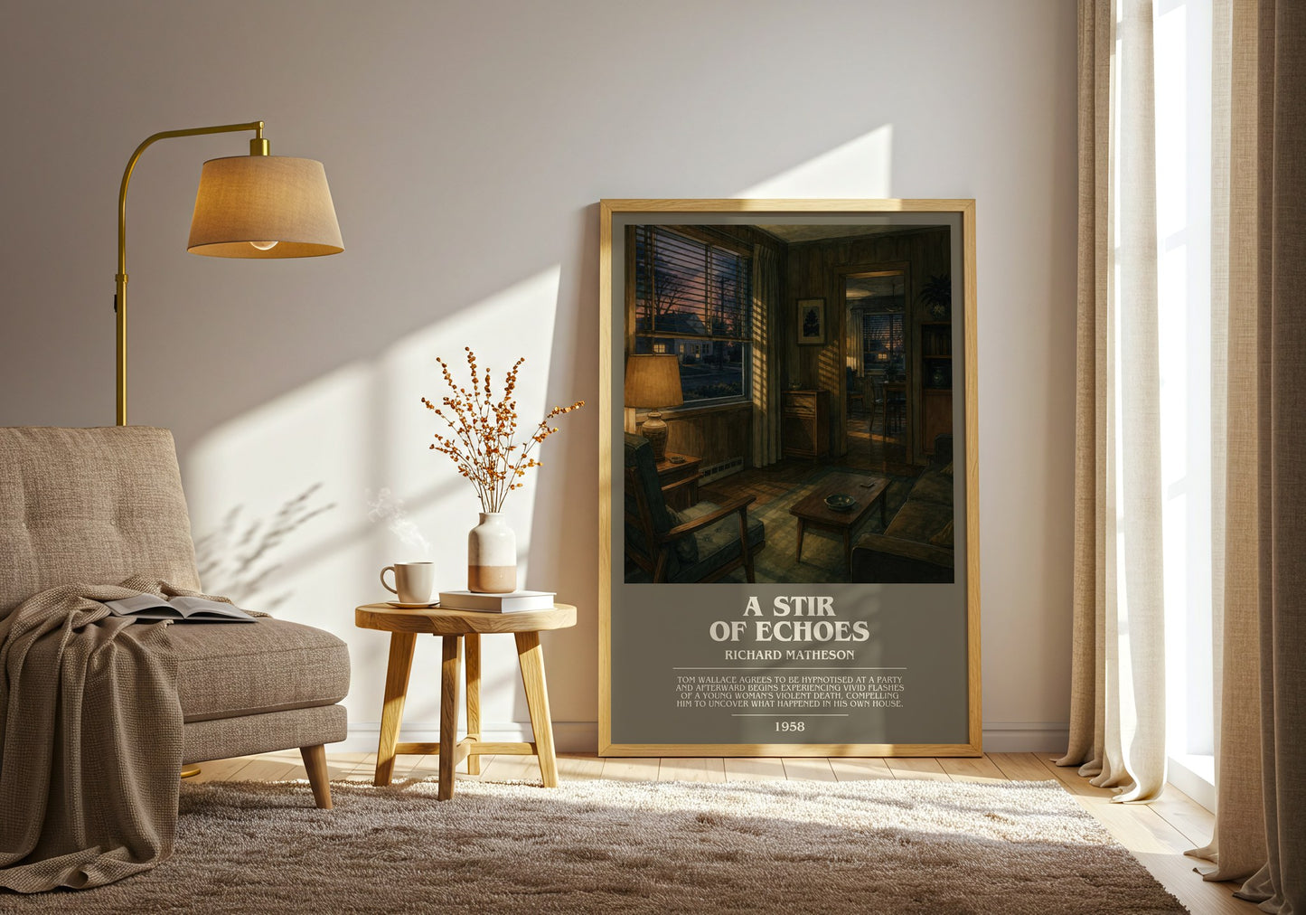 A Stir Of Echoes bookish print on bookshelf – Richard Matheson fan gift