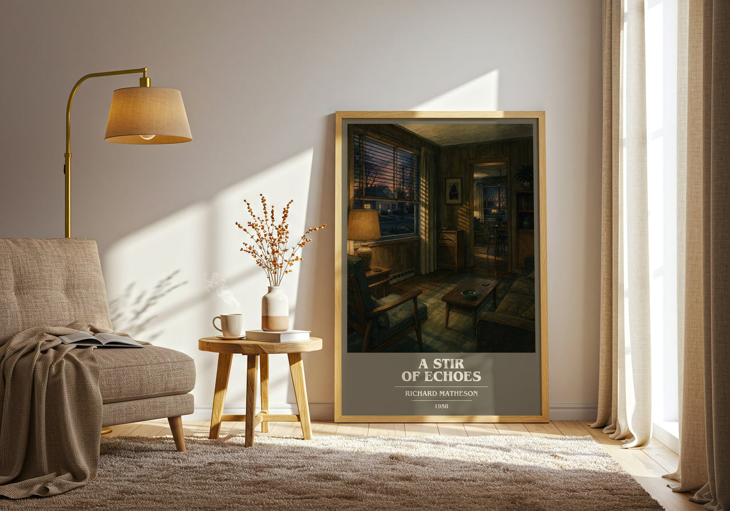 A Stir Of Echoes book cover print on bookshelf – Richard Matheson fan gift