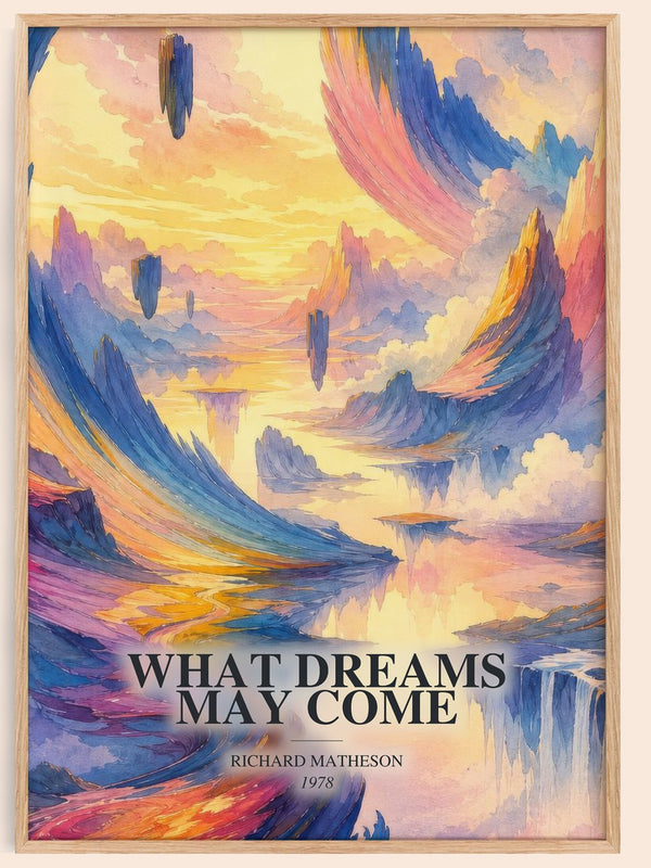 What Dreams May Come watercolour book poster by Richard Matheson – framed literary art print
