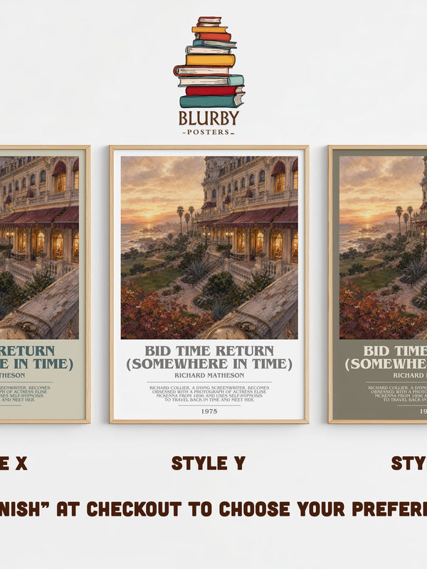Bid Time Return (Somewhere In Time) bookish print in frame leaning in hallway – romance wall art