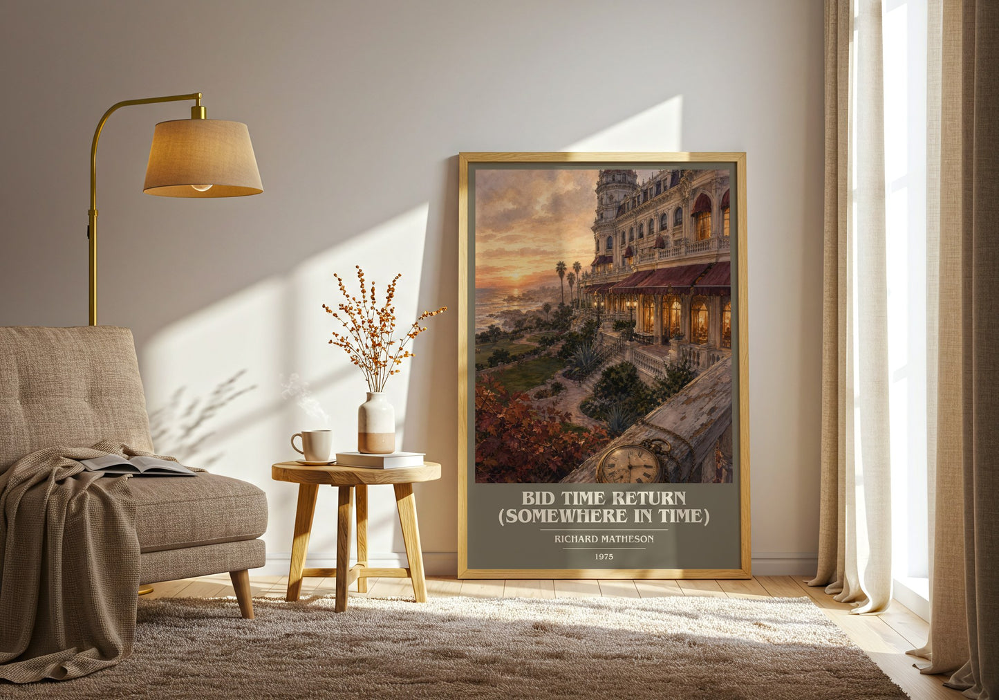 Bid Time Return (Somewhere In Time) book cover print on bookshelf – Richard Matheson fan gift