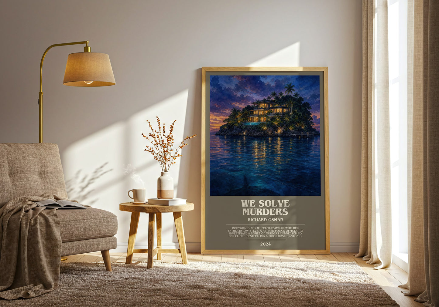 We Solve Murders bookish print on bookshelf – Richard Osman fan gift