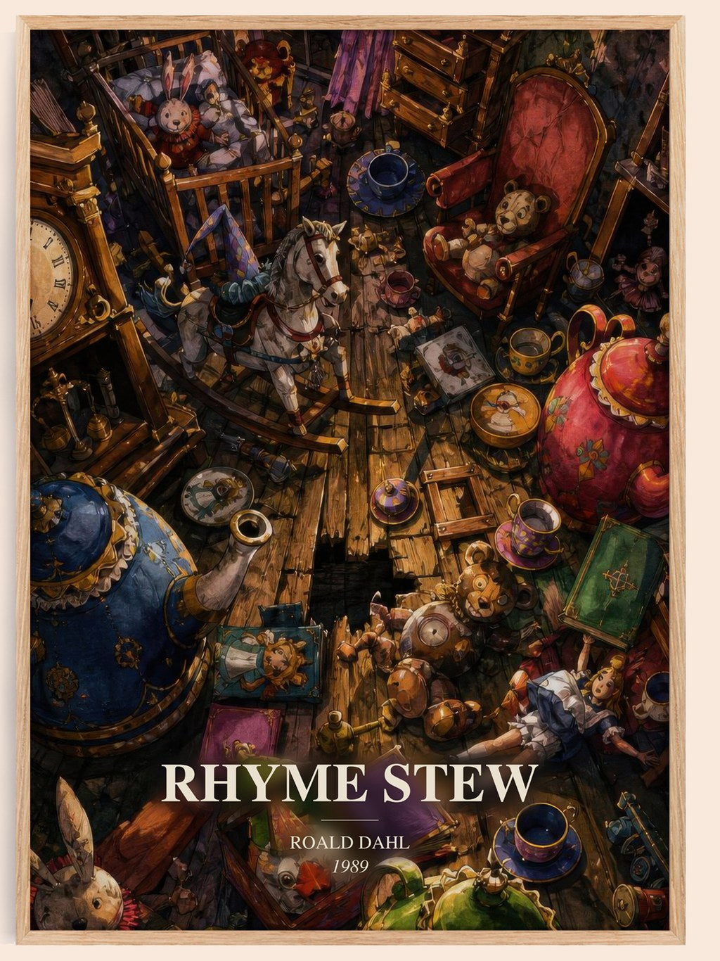 Rhyme Stew watercolour book poster by Roald Dahl – framed literary art print