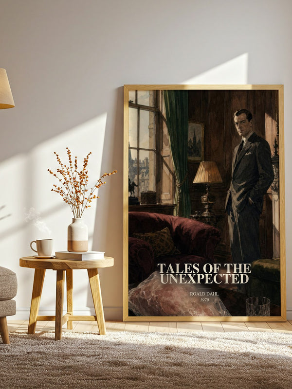 Tales Of The Unexpected watercolour print in frame leaning in hallway – mystery wall art
