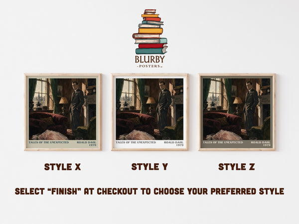 Tales Of The Unexpected literary print in frame leaning in hallway – mystery wall art