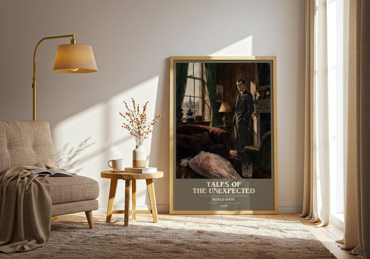 Tales Of The Unexpected book cover print on bookshelf – Roald Dahl fan gift