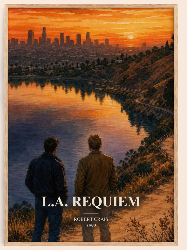 L.A. Requiem watercolour book poster by Robert Crais – framed literary art print