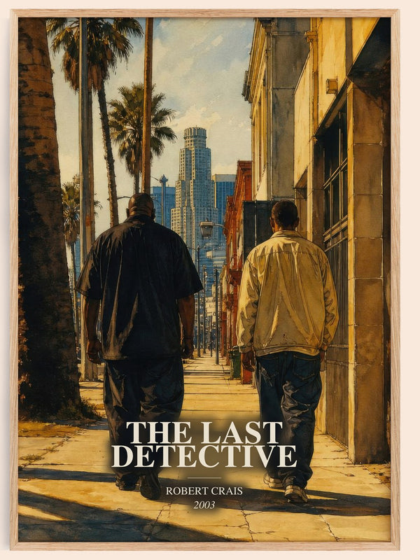 The Last Detective watercolour book poster by Robert Crais – framed literary art print