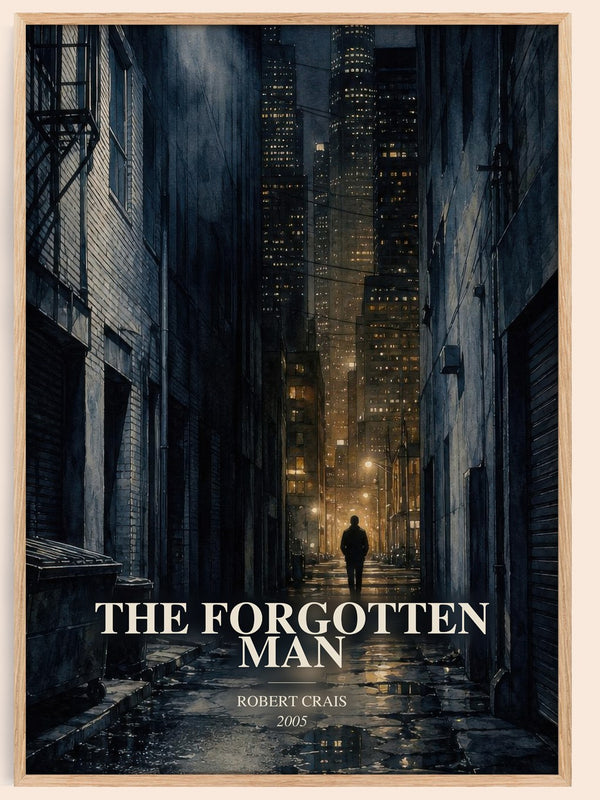 The Forgotten Man watercolour book poster by Robert Crais – framed literary art print
