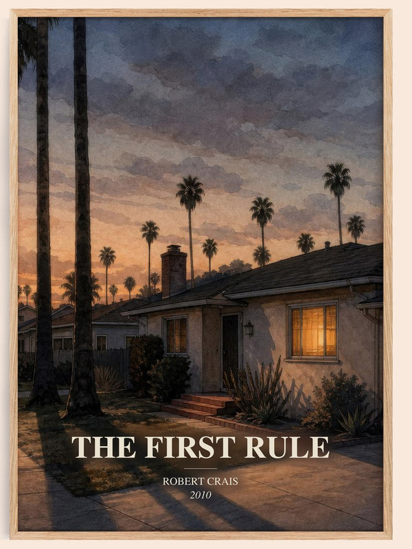 The First Rule watercolour book poster by Robert Crais – framed literary art print