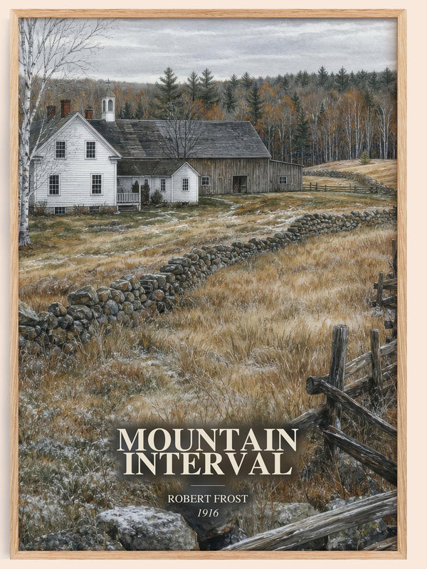 Mountain Interval watercolour book poster by Robert Frost – framed literary art print