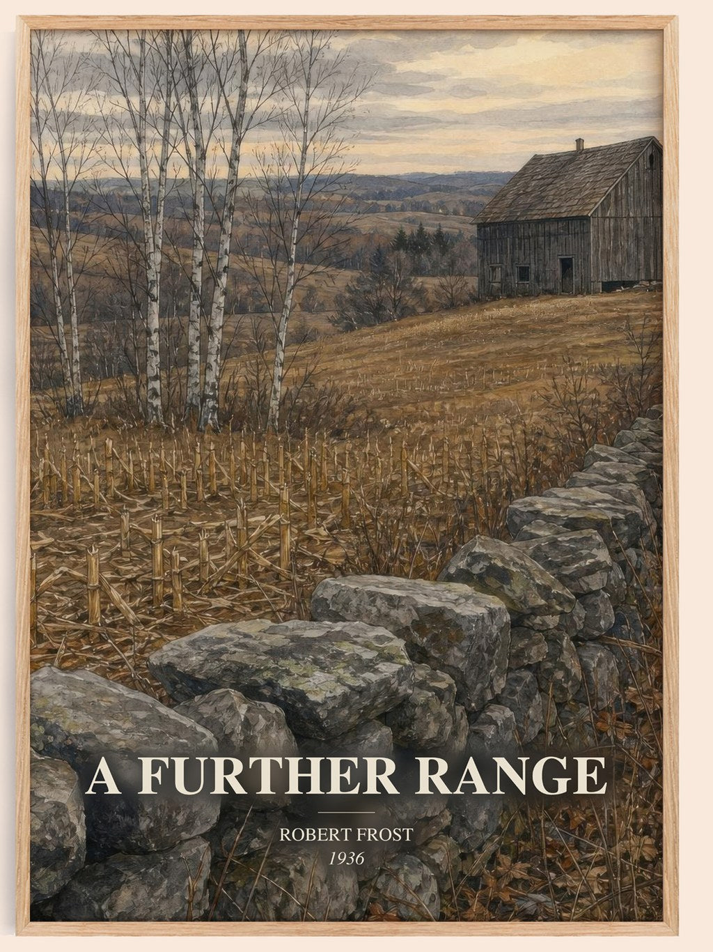 A Further Range watercolour book poster by Robert Frost – framed literary art print