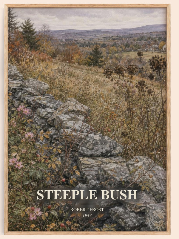 Steeple Bush watercolour book poster by Robert Frost – framed literary art print