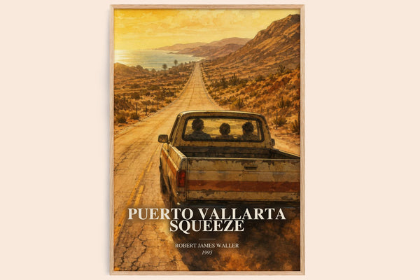 Puerto Vallarta Squeeze watercolour book poster by Robert James Waller – framed literary art print