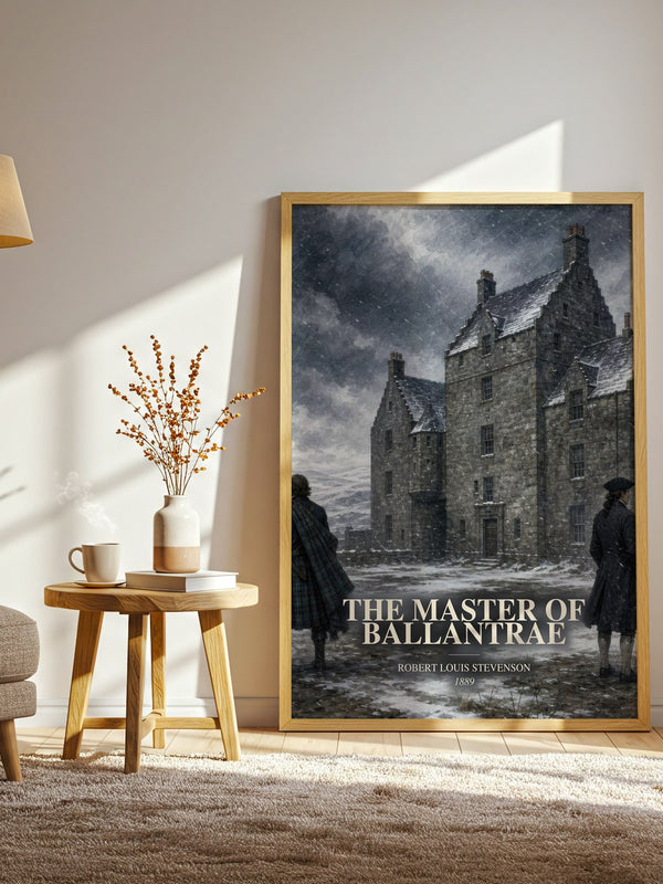 The Master Of Ballantrae watercolour print in frame leaning in hallway – historical fiction wall art