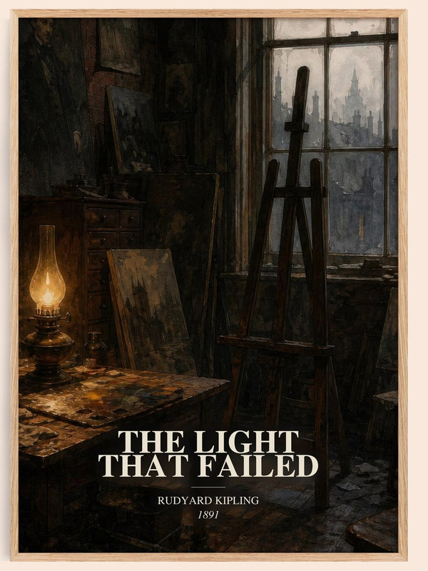 The Light That Failed watercolour book poster by Rudyard Kipling – framed literary art print