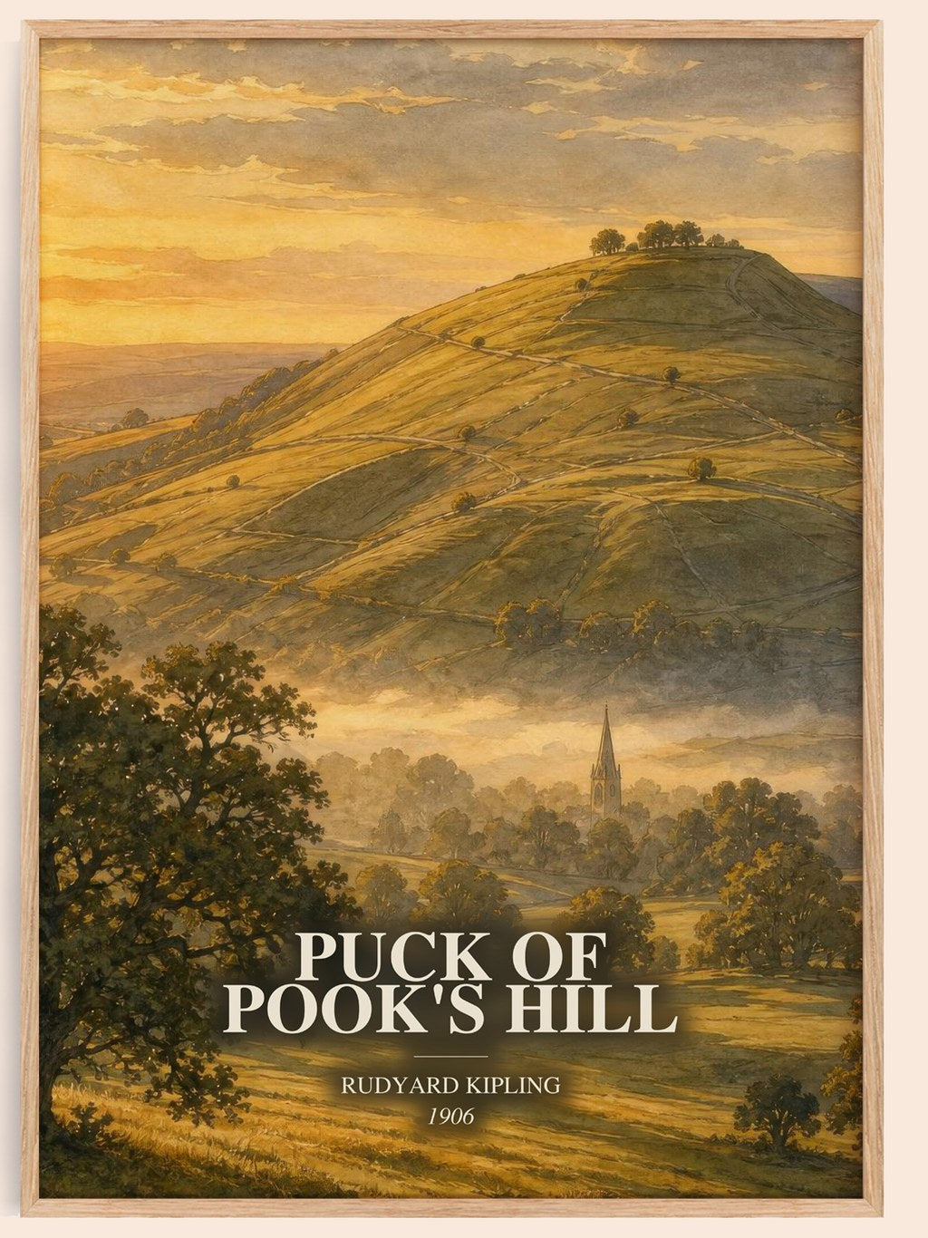 Puck Of Pook'S Hill watercolour book poster by Rudyard Kipling – framed literary art print