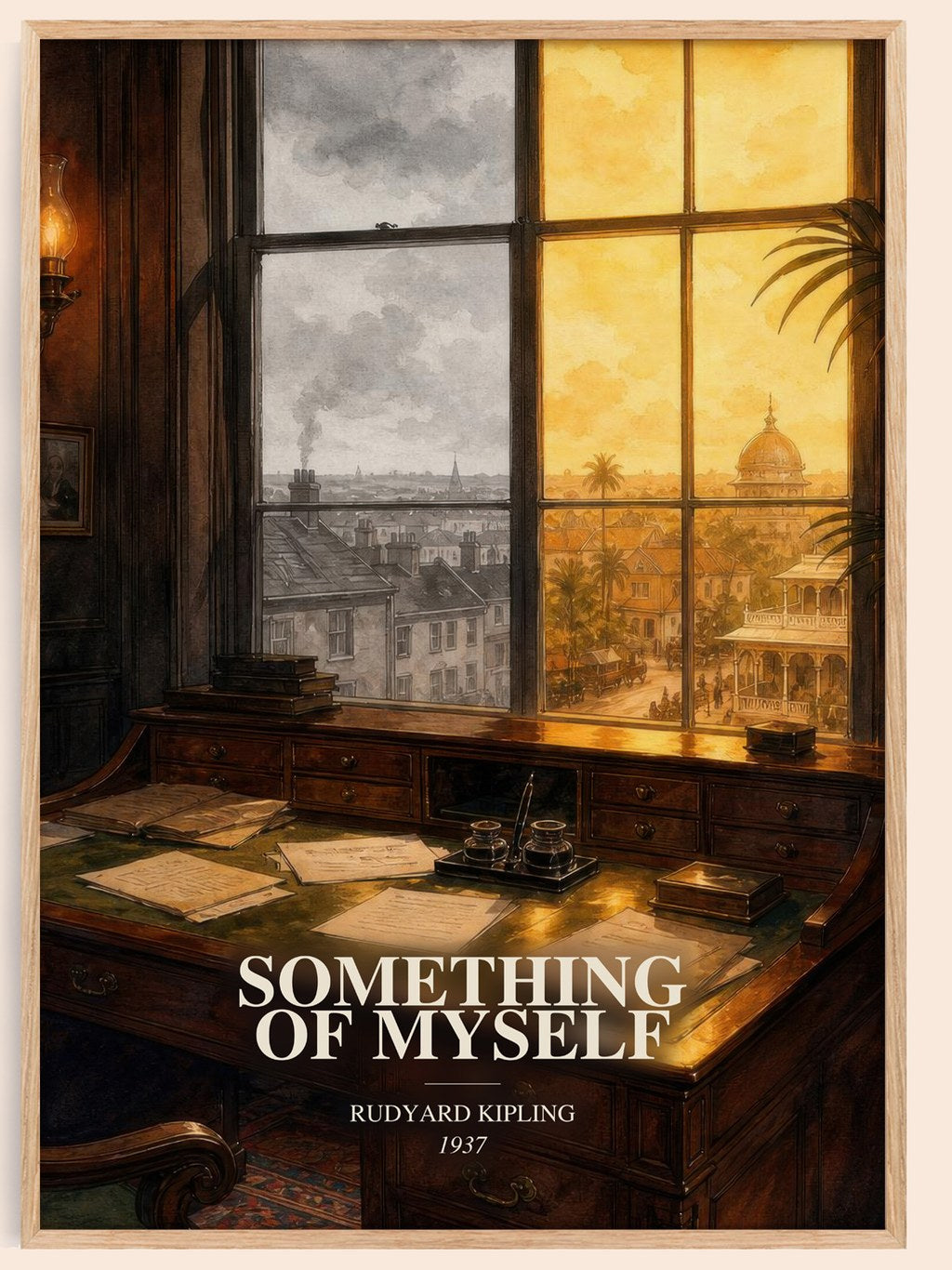Something Of Myself watercolour book poster by Rudyard Kipling – framed literary art print