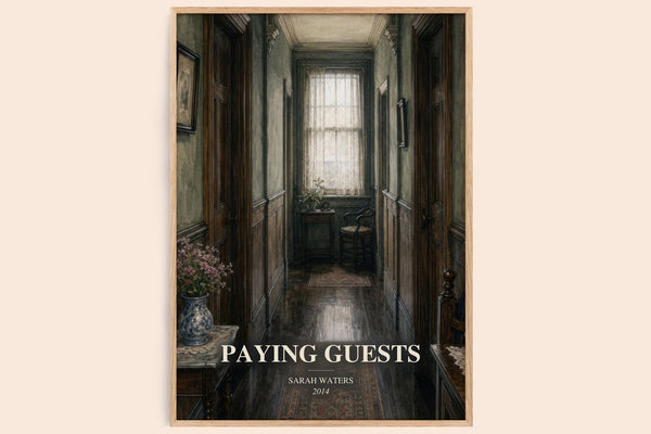 Paying Guests watercolour book poster by Sarah Waters – framed literary art print