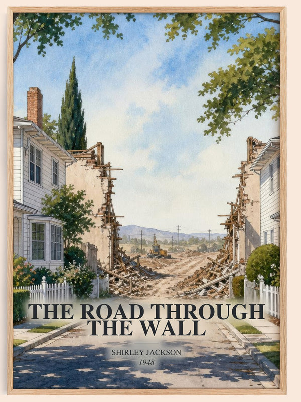 The Road Through The Wall watercolour book poster by Shirley Jackson – framed literary art print