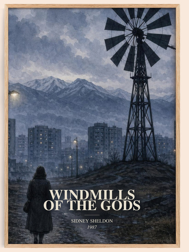 Windmills Of The Gods Book Watercolour Illustration by Sidney Sheldon
