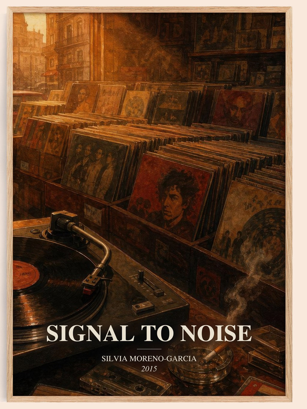 Signal To Noise watercolour book poster by Silvia Moreno-Garcia – framed literary art print