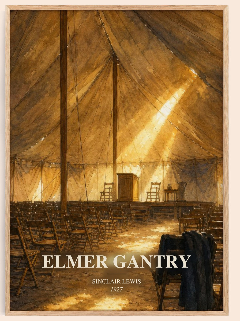 Elmer Gantry watercolour book poster by Sinclair Lewis – framed literary art print