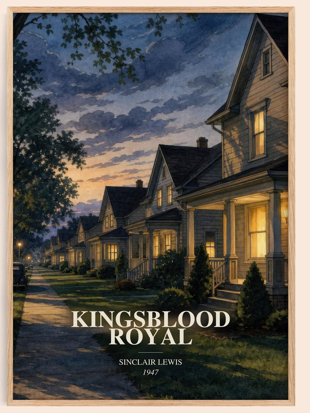 Kingsblood Royal watercolour book poster by Sinclair Lewis – framed literary art print