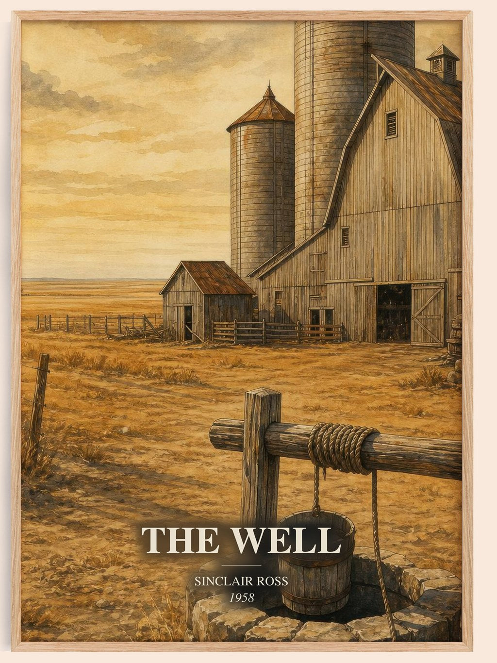 The Well watercolour book poster by Sinclair Ross – framed literary art print