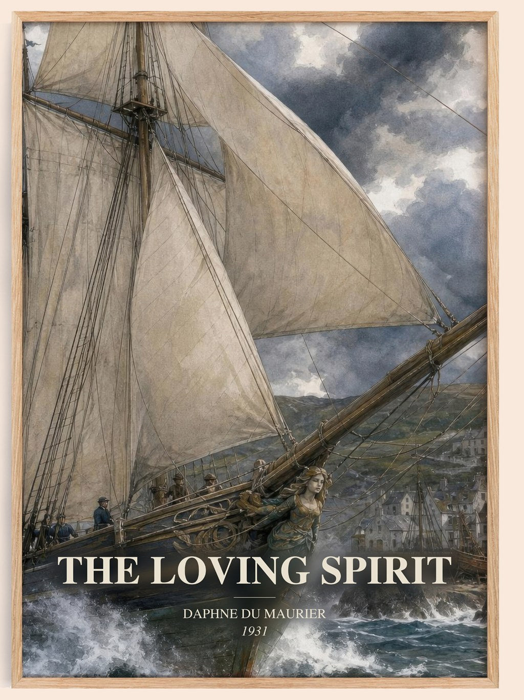 The Loving Spirit watercolour book poster by Daphne du Maurier – framed literary art print